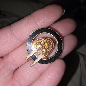 Vintage William Spear Gold and Black Walrus Brooch